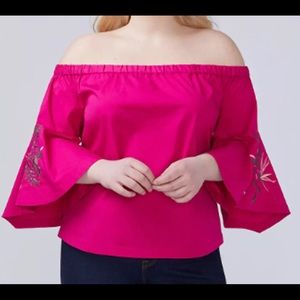 Lane Bryant Off the Shoulder Embroidered Top